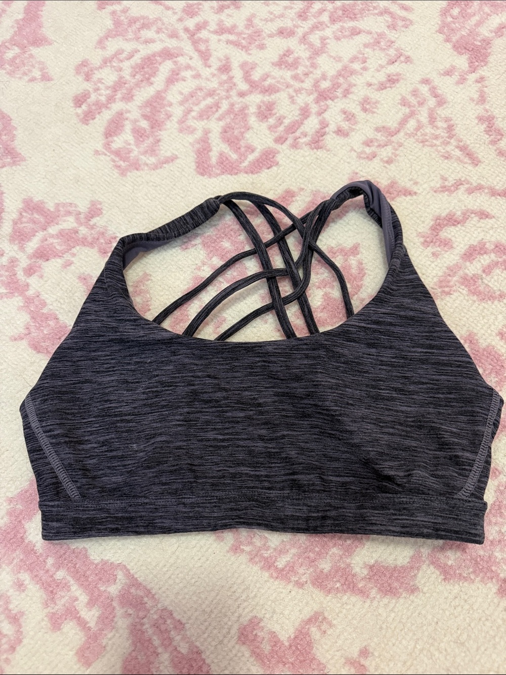 Victoria's Secret Heathered Charcoal Strappy-Back Sports Bra